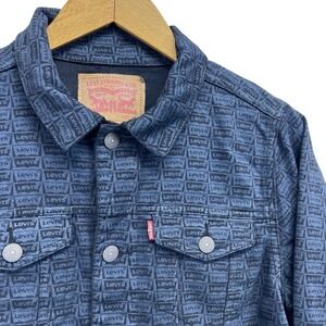Levi's Denim Trucker Jacket All Over Logo Print Denim Youth Medium (10-12) NWT